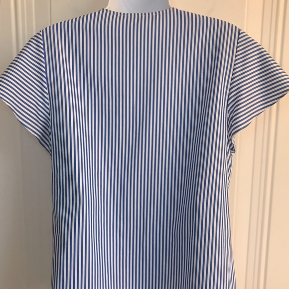 🔴 4/$15 Draper James Cotton Blue White Stripe Ruffle Front Blouse size 6 NWT - Picture 11 of 15